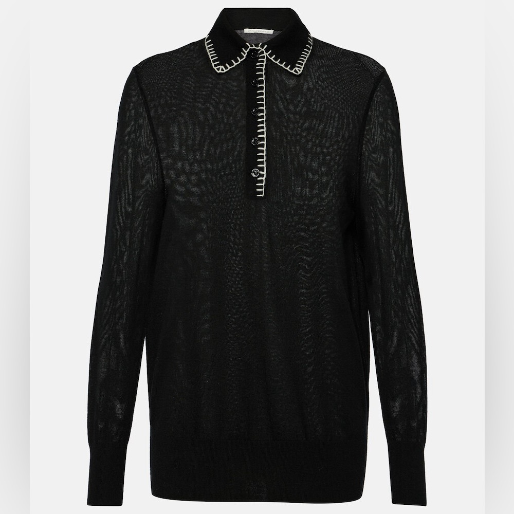Emilia Wickstead Hall black wool sweater knitwear collar BNWT L Large designer